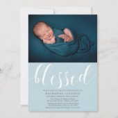 Simple Script Béni Photo Christening Invitation (Devant)