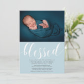 Simple Script Béni Photo Christening Invitation (Debout devant)