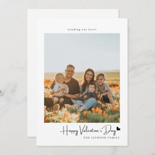 Simple Script Black Heart Carte de Saint Valentin  (Devant / Derrière)