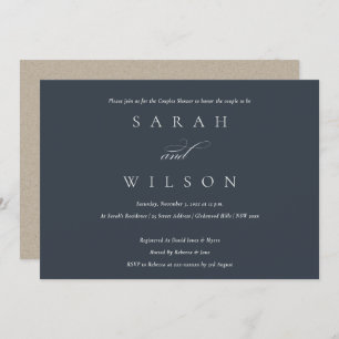 Simple Script Black Navy Couples Invitation de dou