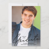 Simple Script Black Overlay Photo Graduparty Kaart (Voorkant)