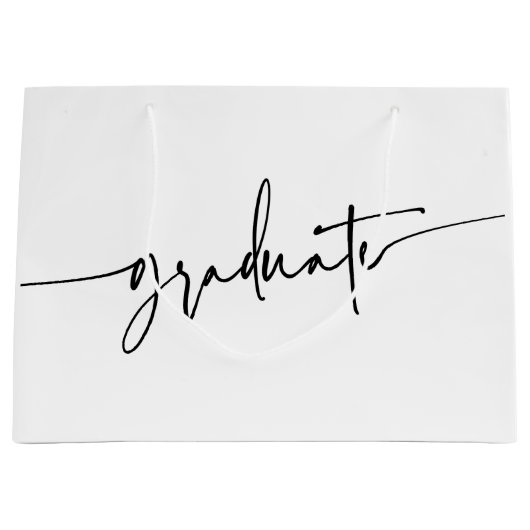Simple Script Black White Afstuderen Gift Bag Groot Cadeauzakje (Voorkant)