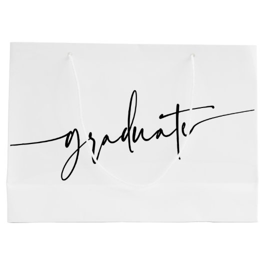 Simple Script Black White Afstuderen Gift Bag Groot Cadeauzakje (Achterkant)