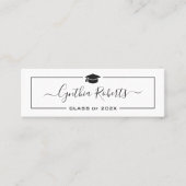 Simple Script Black White Graduation Insert Card Contactkaartje (Voorkant)
