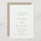 Simple Script Black White Kraft Wedding Invitation (Devant / Derrière)
