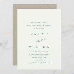 Simple Script Black White Kraft Wedding Invitation