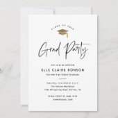Simple Script Black & White Photo Graduparty Kaart (Voorkant)