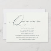Simple Script Black White Quinceañera Invite Bedankkaart (Voorkant)