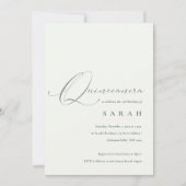 Simple Script Black White Quinceañera Invite Bedankkaart (Voorkant)