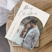 Simple Script Boho Arch Photo Magnet de Noël