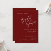 Simple Script Burgundy invitation à la douche nupt (Devant/Arrière en situation)