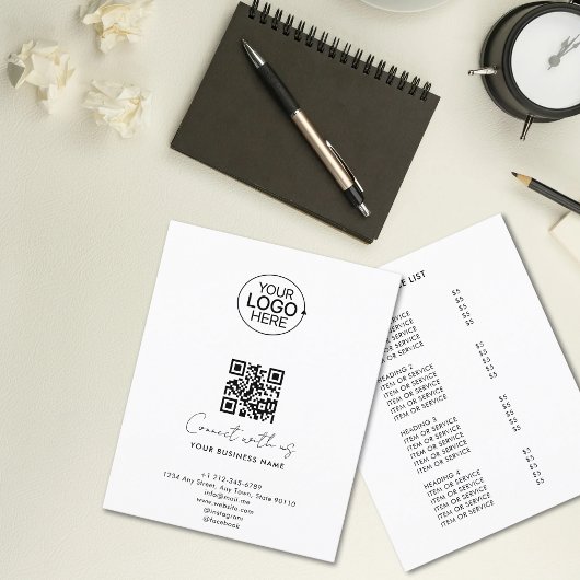 Simple Script Connect with US Logo QR Code Promo Flyer