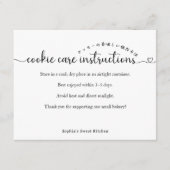 Simple Script Cookie Care Instructions Bakery Bedankkaart (Voorkant)