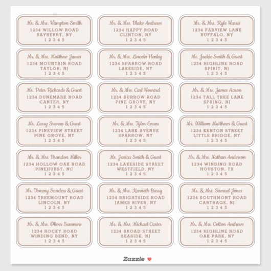 Simple Script Cuivre & Beige Étiquette de adresse  (Feuille)