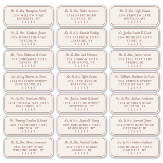 Simple Script Cuivre & Beige Étiquette de adresse  (Devant)