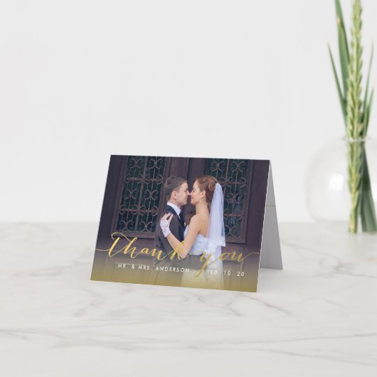 Simple Script Doré | Carte de remerciement pliée p (Devant)