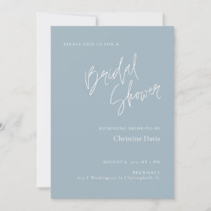 Simple Script Dusty Blue Bridal Douche invitation