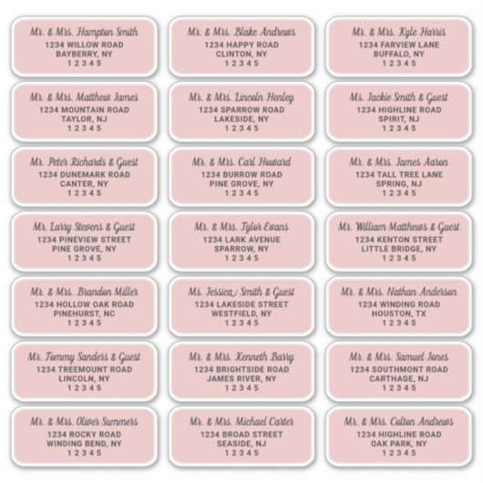 Simple Script Dusty Étiquette de adresse invité ro (Devant)