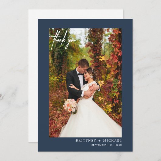 Simple Script Dusty Marine Merci photo moderne (Devant / Derrière)