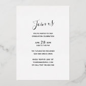 Simple Script Gold Foil Photo Graduparty Folie Uitnodiging (Achterkant)