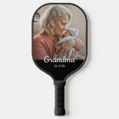 Simple Script Grandma Est.Photo Year Black Pickleball Paddle (Voorkant)