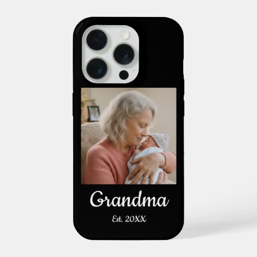 Simple Script Grandma Est.Photo Year Phone Case (Verso)