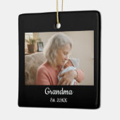 Simple Script Grandma Est.Photo Year Phone Case Keramisch Ornament (Links)