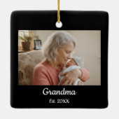 Simple Script Grandma Est.Photo Year Phone Case Keramisch Ornament (Achterkant)
