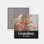 Simple Script Grandma Photo Year Est. Magnet (Recto/Verso)