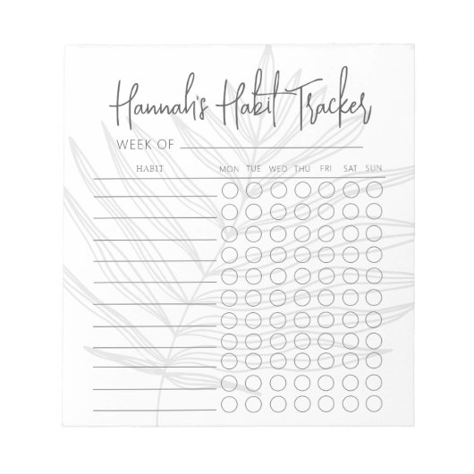 Simple Script Hebdomadaire Habit Tracker Bloc-note (Devant)