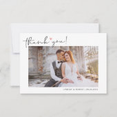 Simple Script Love Heart Classy Weduwfoto Bedankkaart (Voorkant)