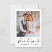 Simple Script Love Heart Minimalist Weduwfoto Bedankkaart (Voorkant)