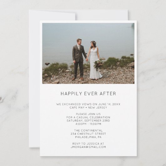 Simple Script Mariage Photo Juste Marié Invitation (Dos)