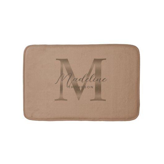 Simple Script Metallic Taupe Gold Monogram Badmat (Voorkant)