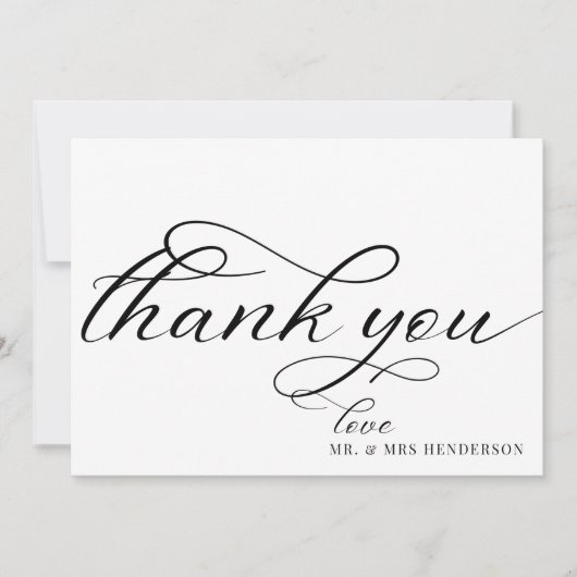Simple Script Minimaliste Mariage Merci Cartes. (Devant)