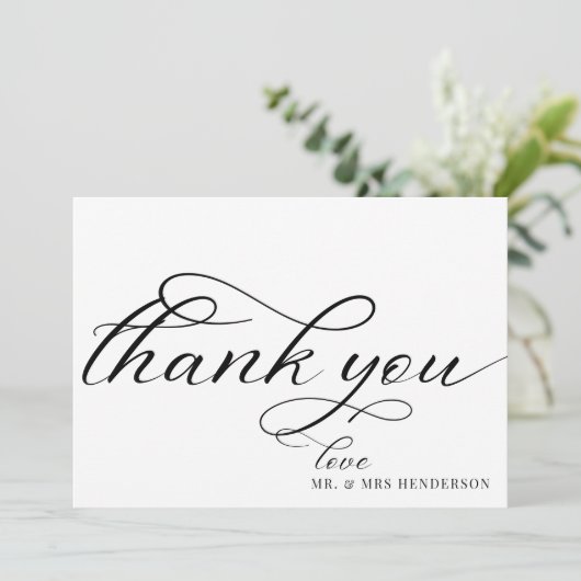 Simple Script Minimaliste Mariage Merci Cartes. (Debout devant)