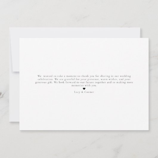 Simple Script Minimaliste Mariage Merci Cartes. (Dos)