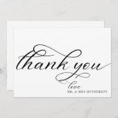 Simple Script Minimaliste Mariage Merci Cartes. (Devant / Derrière)