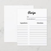 simple script minimum carte de recette de douche n (Devant / Derrière)