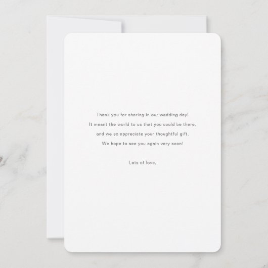 Simple Script Modern Minimalist Weduwfoto Bedankkaart (Achterkant)