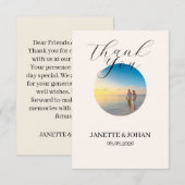 Simple Script Modern Wedding Photo Thank You Card Bedankkaart (Voorkant / Achterkant)