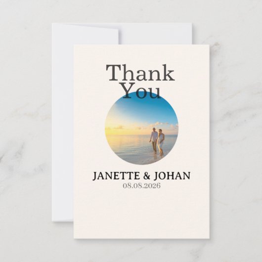 Simple Script Modern Wedding Photo Thank You Card Bedankkaart (Voorkant)