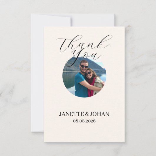 Simple Script Modern Wedding Photo Thank You Card Bedankkaart (Voorkant)