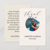 Simple Script Modern Wedding Photo Thank You Card Bedankkaart (Voorkant / Achterkant)