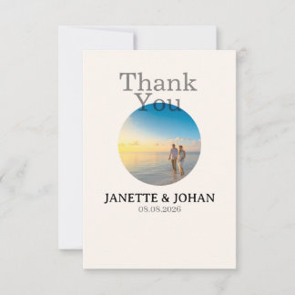 Simple Script Modern Wedding Photo Thank You Card Bedankkaart