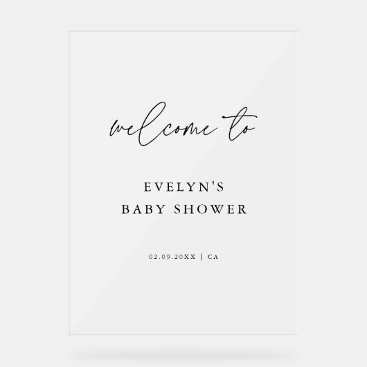 Simple Script moderne Froid Baby shower Bienvenue (Recto)