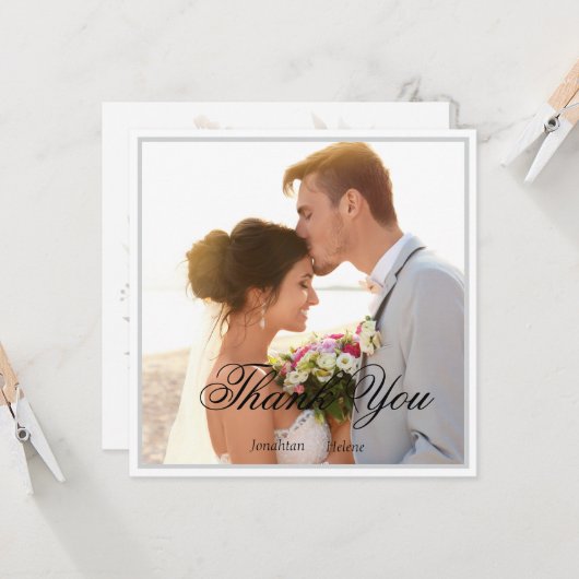Simple Script Moderne Mariage Carte de remerciemen (Devant/Arrière en situation)