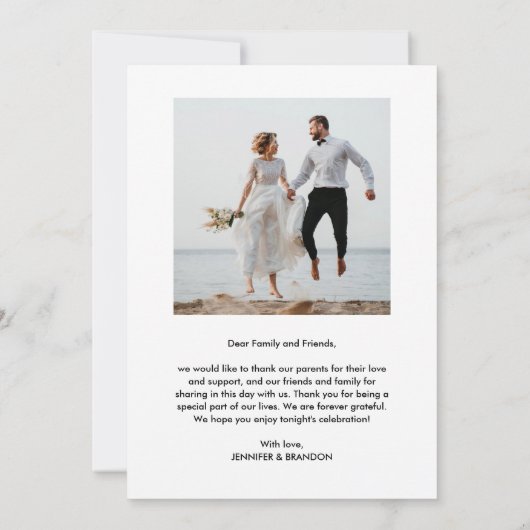Simple Script Moderne Mariage Merci photo (Dos)