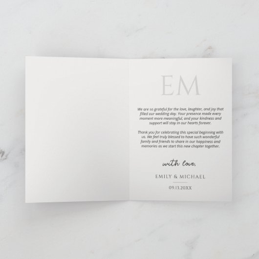 Simple Script Moderne Photo de Mariage Merci (Intérieur)