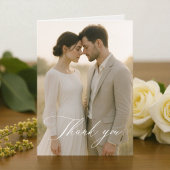 Simple Script Moderne Photo de Mariage Merci